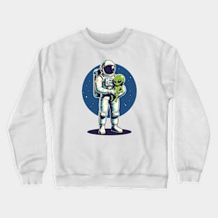 Astranout carrying an alien baby Crewneck Sweatshirt